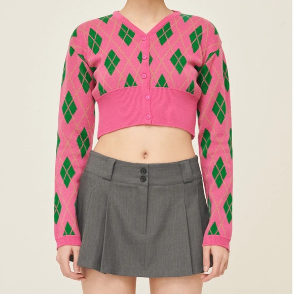 NEW! Storets Loretta Highteen Argyle Cardigan - Picture 1 of 12